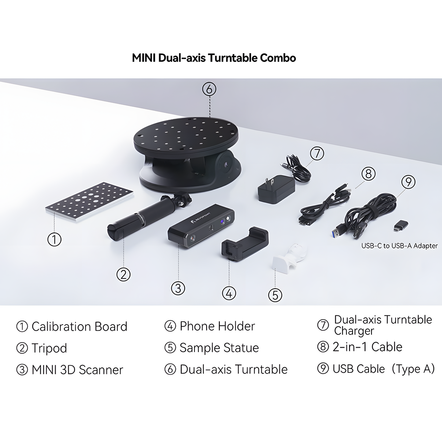 Revopoint Mini 3D Scanner Dual Axis Turntable Combo