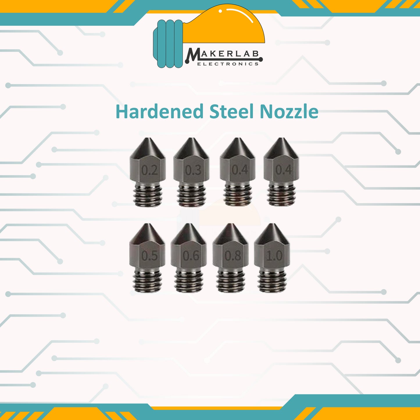 Creality Nozzle for 3D Printer Ender-3 | Kingroon MK8 Nozzle Brass Hardened Stainless Steel Titanium