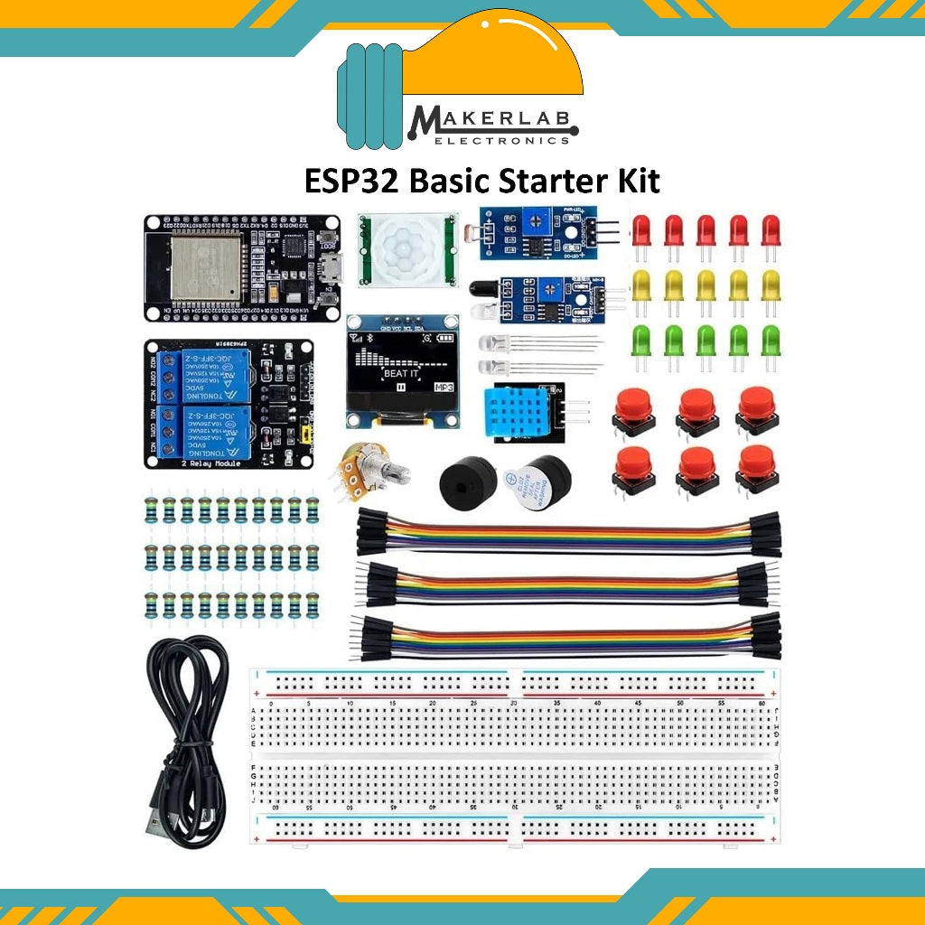 Makerlab Electornics ESP32 Basic Starter Kit WIFI IOT Development Learning Kit with Storage Box