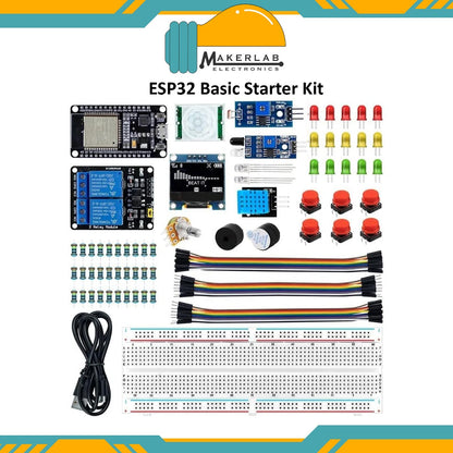 Makerlab Electornics ESP32 Basic Starter Kit WIFI IOT Development Learning Kit with Storage Box