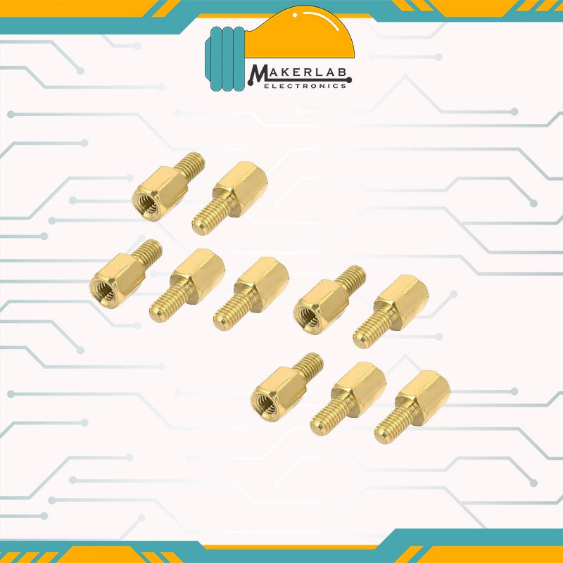 10Pcs m3x10+6 Male to Female Brass Standoff