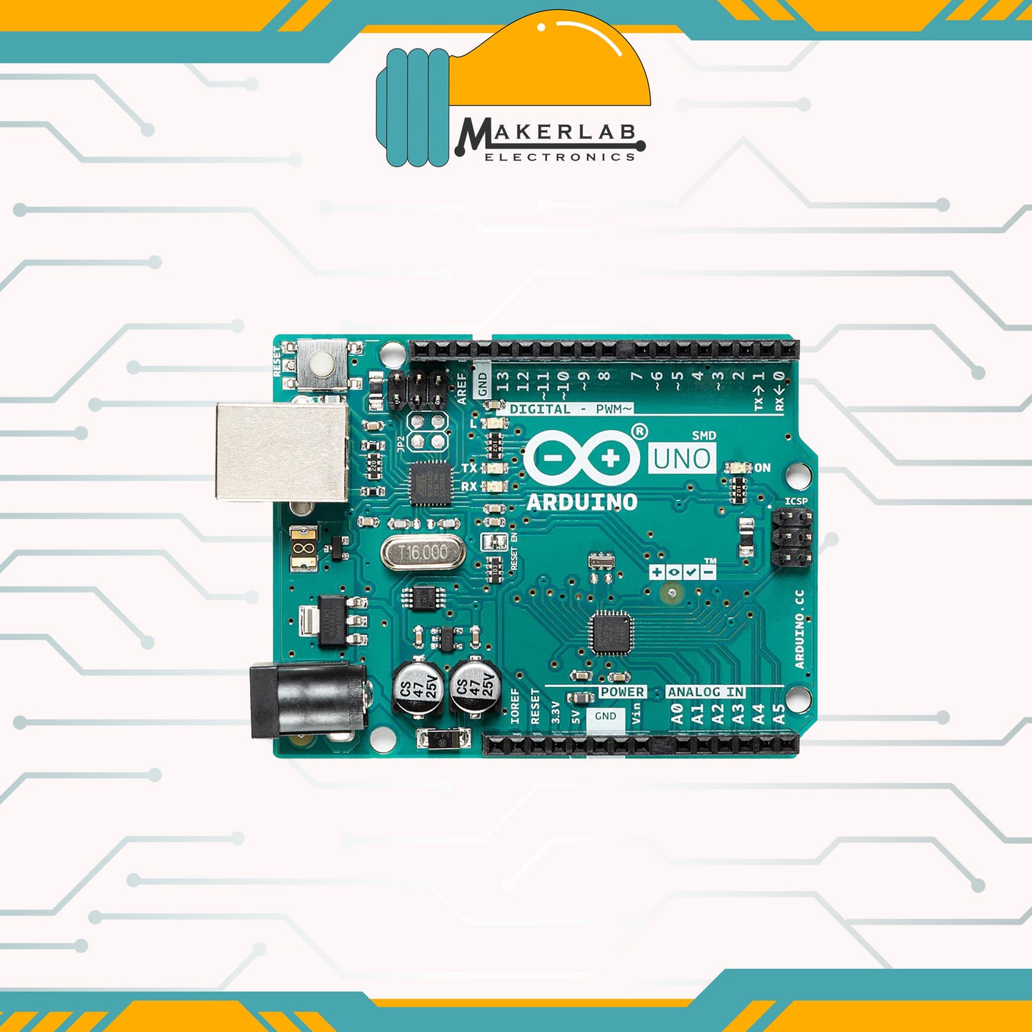 Arduino UNO SMD REV3 is a microcontroller board based on the ATmega328  [A000073]
