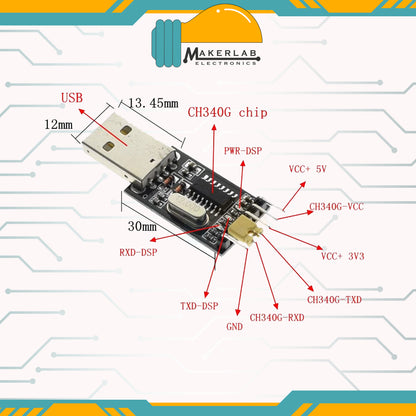 USB to TTL Serial Adapter CH340 Chip Converter Module