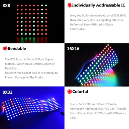 WS2812 WS2812B 5050 Programmable LED Matrix Panel 8x8 8x32 16x16 - 256 LEDs / 64 LEDs