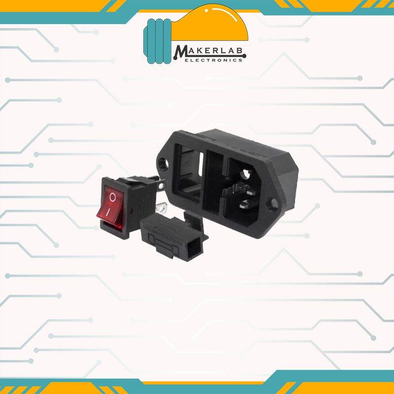 AC-17 220VAC 10A Power Switch Fused Rocker Switch Socket IEC320