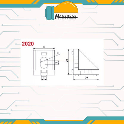 2020 Aluminum Corner Right Angle Bracket for Aluminum Extrusion Profile with Slot 6mm - 3D Printer