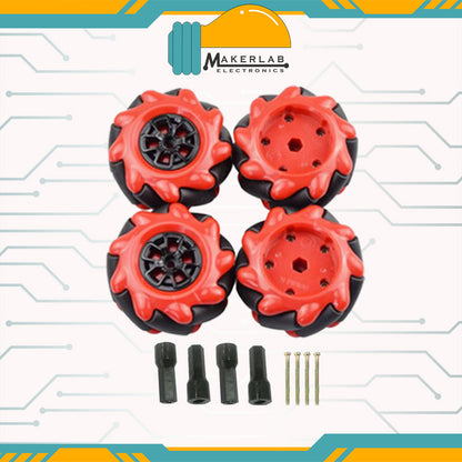 60mm Mecanum Wheel Set Omnidirectional Smart Robot Car with 6.7mm coupling and Screw Black Red