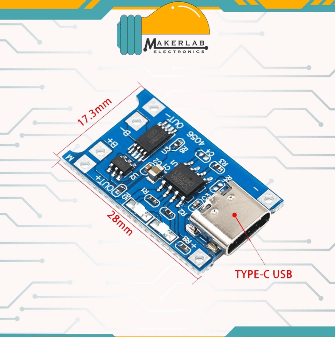 Type C Micro USB 5V 1A 18650 TP4056 Lithium Battery Charger Module Charging Board With Protection