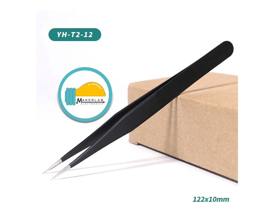 Stainless Steel Anti Static Tweezers, Short, Pointed, Straight, Curved