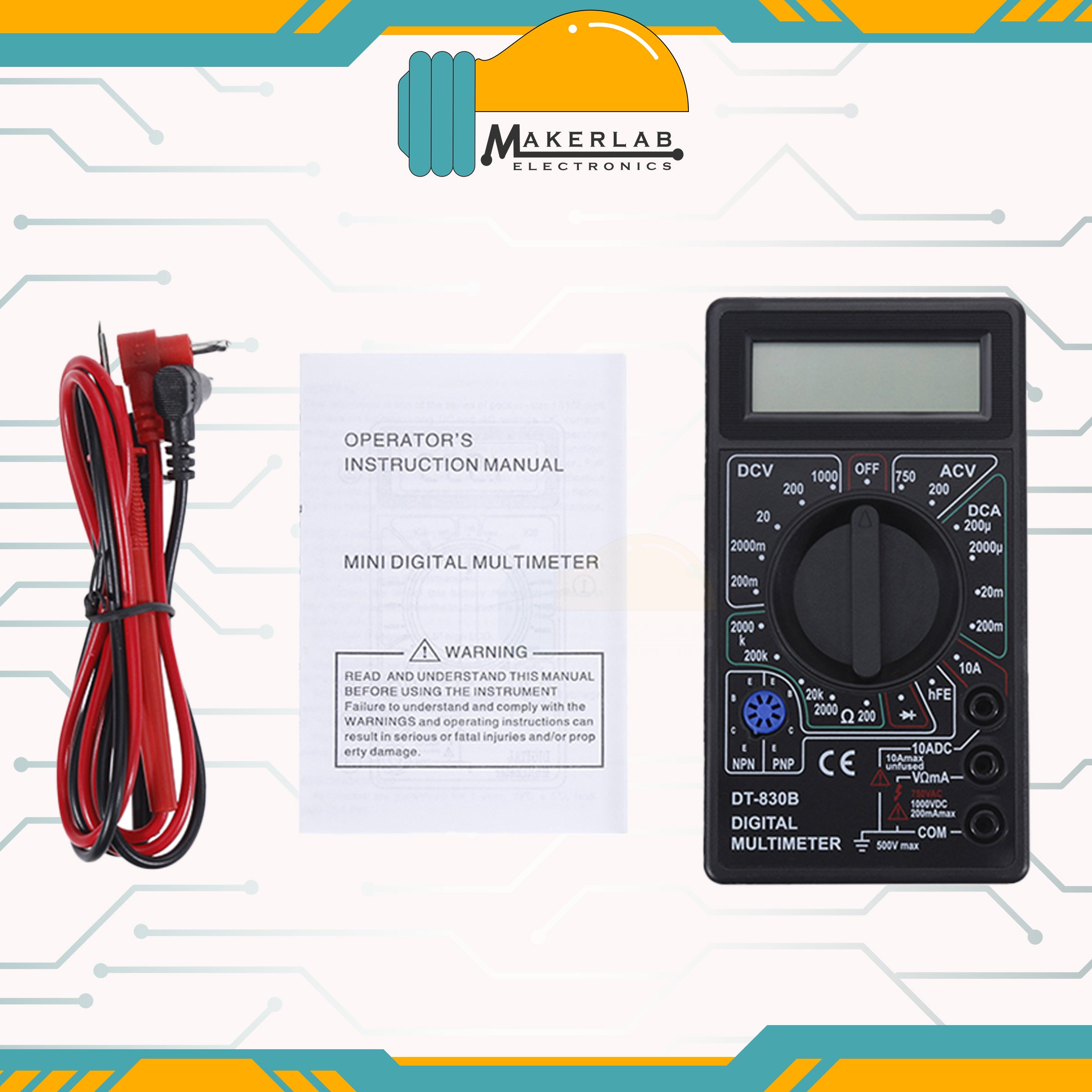 DT-830B / DT-830D Digital Multimeter LCD AC/DC 750/1000v Mini Portable ...