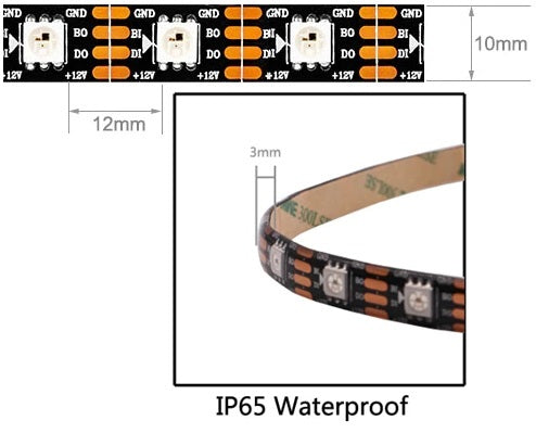 12V WS2815 Neopixel Programmable RGB LED Strip 60 LEDs/M IP65 IP67 4 W –  Makerlab Electronics